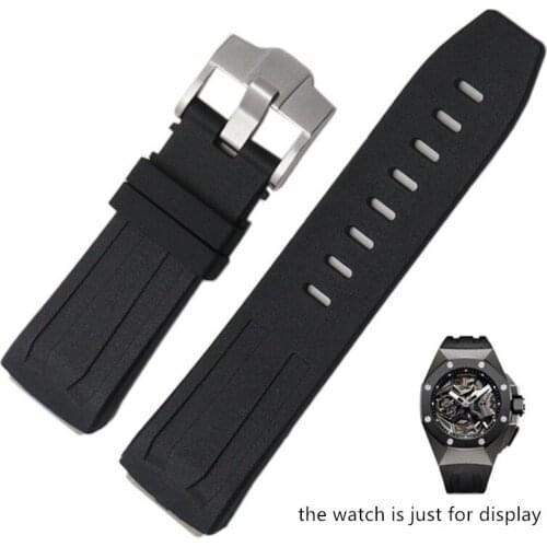 Black 27mm Rubber Watch Strap Band For AP For Oak Concept 26589 26560IO.OO.D002CA.01.A Watchband Replace