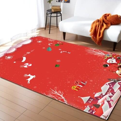 Merry Christmas Living Room Carpet Bedroom Bedside Rug 3D Kids Room Decoration Carpet Home Children Hallway Anti-slip Floor Mat