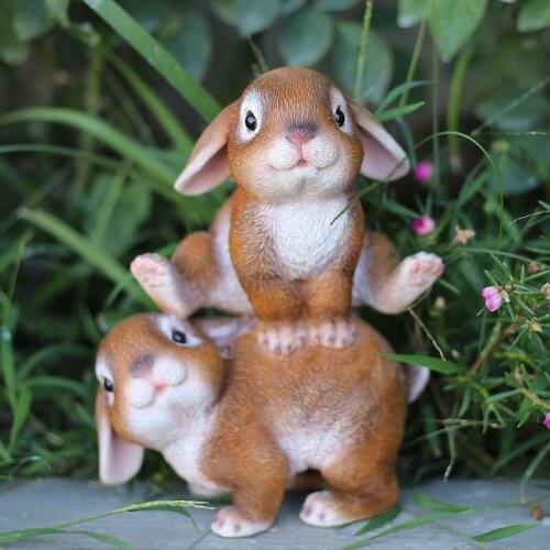 Nordic creative cartoon simulation animal resin rabbit garden home decoration garden handicraft sculpture Ornament Birthday Gift