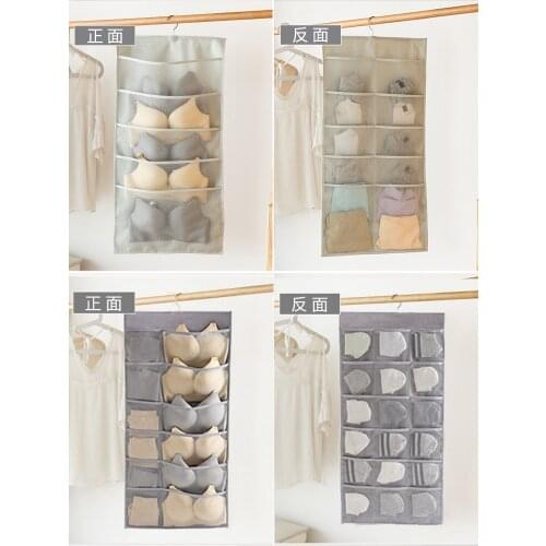 24 Pockets Double Sided Foldable Wardrobe Organizer Wall Door Hanging Organiser Bra Underwear Socks Storage Bags Multi Pockets