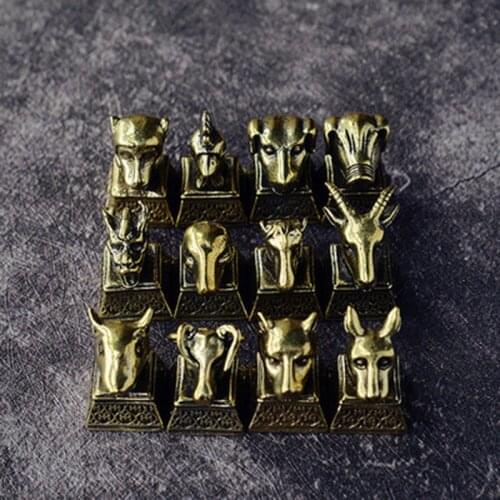 ZOCDOU 1 Piece Pure Brass Zodiac Seal Statue Little Figurine Crafts Figure Ornament Miniatures