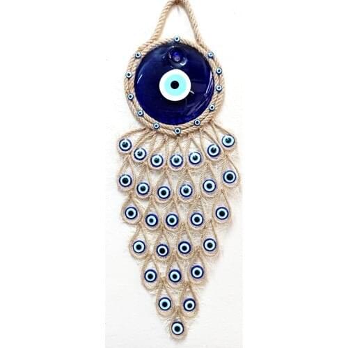 Evil Eye Hand Made Macrame Glass Evil Eye Beads Handmade Peacock Wall Ornament