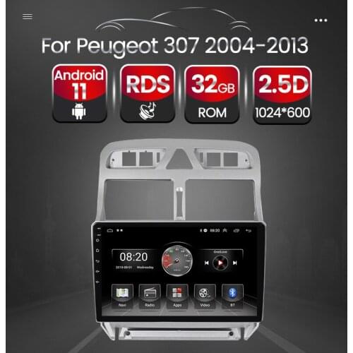 Stereo Carplay 4-Core Android Radio For Peugeot 307 2002-2012 2013 2.5D HD 32G WIFI Car Video Player Multimedia GPS Navigation