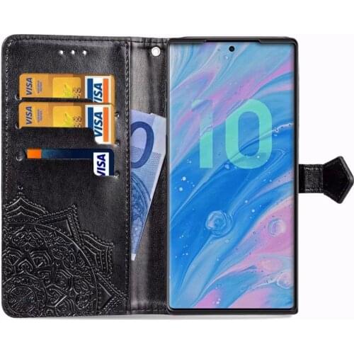 Embossed Mandala PU Leather Wallet Card Pocket Magnetic Flip Phone Case Cover for Samsung Note 10 9 8 Pro S20 Ultra Plus S10 5G