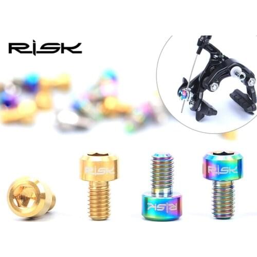 RISK Titanium screw for MTB/Road Bicycle C brake/V brake Line Pressing Screw 2pcs/box M6*10