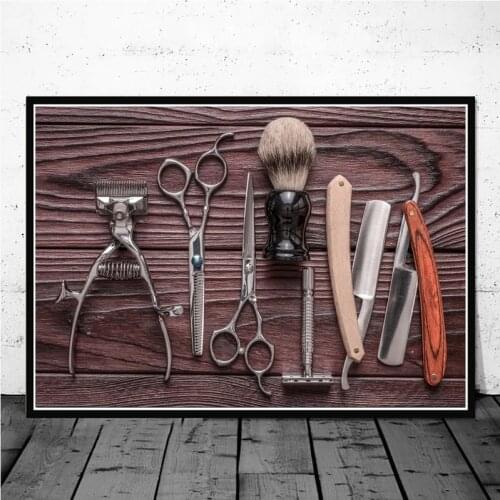 Vintage Barber Shop Haircut Tools Canvas Art Pictures On Posters And Prints Retro Mural Paintings For Salon Wall Decoration