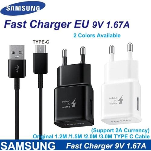 Samsung 9V1.67A Fast Charger EU 5V2A Fast Charger EU Travel Adapter 1.2M/1.5M/3M Type-C FAST Cable For Samsung Note 10 9 A50 A70