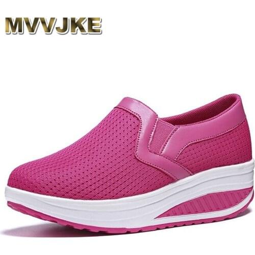 MVVJKE Summer 2019 Swing Casual Air Mesh Breathable Wedges Sport Chaussure Femme Platform Shoes For Women Zapatos Mujer Ladies