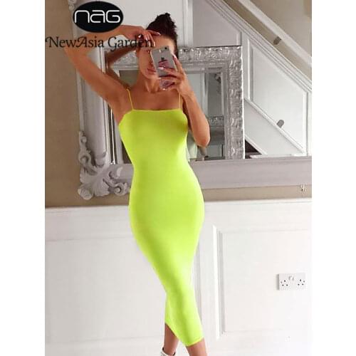 NewAsia Double Layers Summer Dress Women Spaghetti Straps Maxi Basis Cotton Elegant Dress Sexy Bodycon Casual Black Dress