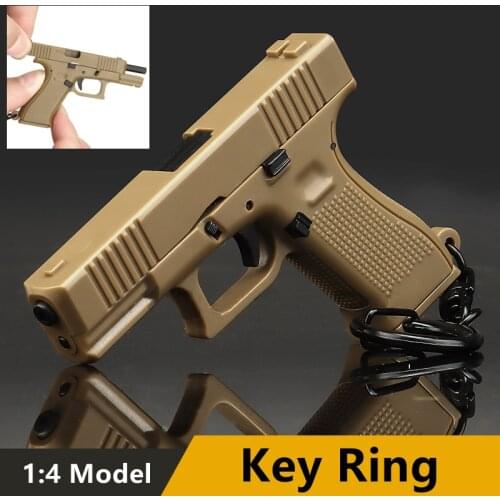 Glock 45 Model Tactical Keychain Plastic Pistol Gun Shape Weapon Key Ring with Movable Lever and Magazine