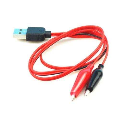 1PCS Alligator Test Clips Clamp to USB Male Connector Power Supply Adapter Cable