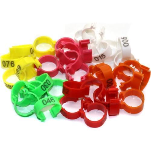 100pcs/set Inner Diameter 1.6cm Plastic Open Type Buckle Chicken Duck Goose Digital Foot Ring Poultry Leg Rings Number 001~100