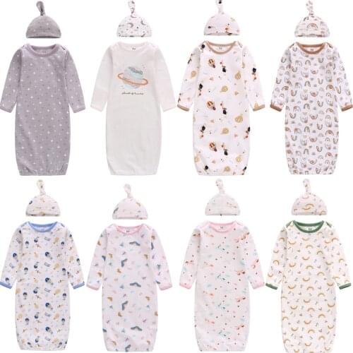 2pcs Newborn Infant Baby Girls Boy Cartoon Pajamas Gown Swaddle Outfits For Newborn Baby Baby Stuff For Newborns