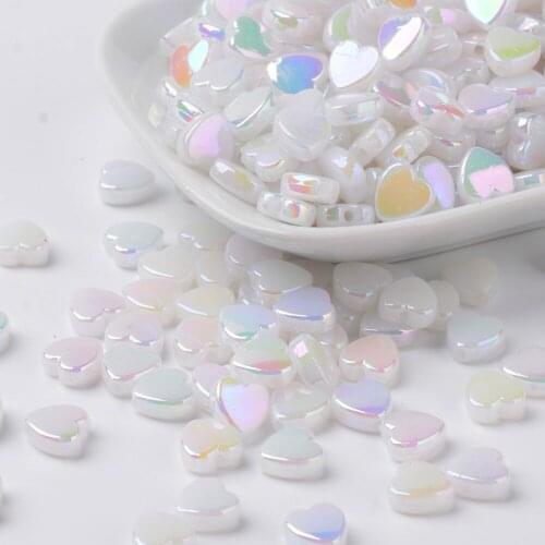 200pcs Transparent Acrylic Beads Imitation Jade Heart For DIY Jewelry Making 8x3mm, hole: 1mm