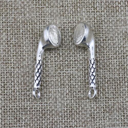 3 Pieces 13*42mm Newest Style Alloy Antique Silver Color Headphone Charms Vintage Pendant Accesssory For DIY Jewelry Making