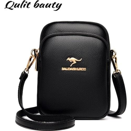 3-layer Womens Small Shoulder Messenger Bag Purses and Handbags Luxury Designer Brand Genuine Mobile Phone Bag Crossbody Bag