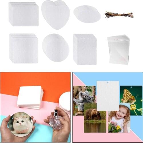 60Pack Sublimation Air Freshener Blanks Sheets Felt Air Freshener with 60 Elastic Rope and 60 Bags for DIY HTV Inks Heat Press