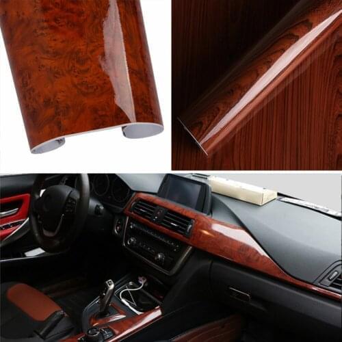 Car Internal Sticker High Glossy Wood Sticker Decal Roll Low Shrinkage Good Flatness Decor Vinyl Sticker Wood Grain Car Sticker