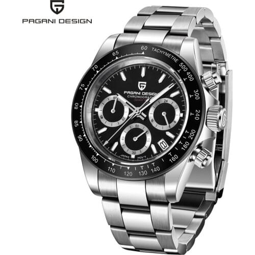 PAGRNI DESIGN Watch Mens Multifunctional Clock Stainless Steel Strap Business Luxury Military Quartz Montre Homme