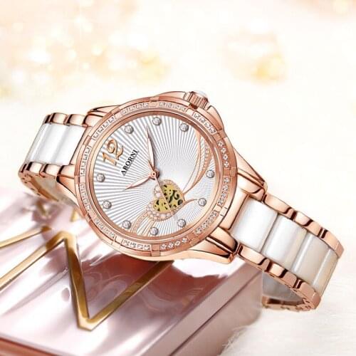 Top Brand Ceramic Automatic Watch Women mechanical Steel Luxury Diamond Lady wristwatches women Valentines Day Gift reloj mujer