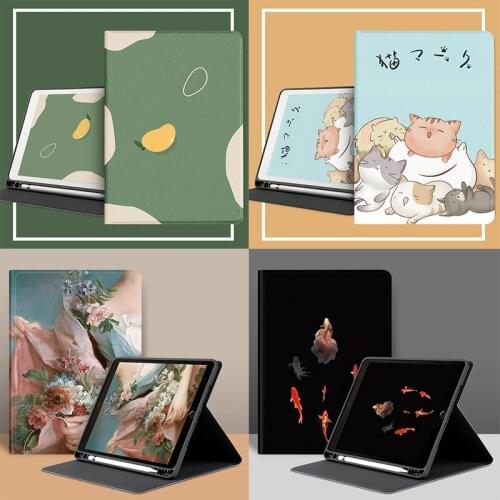 Cover For iPad 9.7 10.2 10.5 10.9 11 inch Case With Pencil Holder Smart Leather Soft Silicone Case For iPad Air 2 3 4 Mini Case