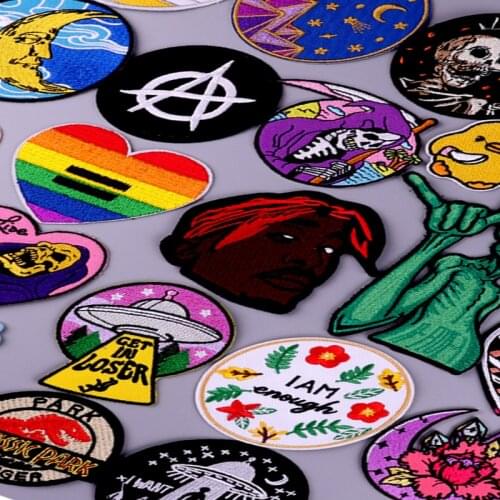 Flower Patch Iron On Embroidered For Clothing Skull Duckling Animal Patches For Clothes Appliques Stickers T-shirt Decor Badge