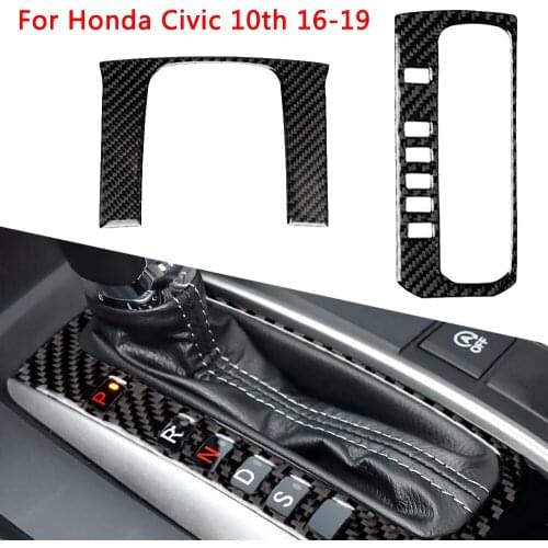 Carbon Fiber Gear Shift Panel Decor Trim Cover Fit for Honda Civic 10th 2016-19