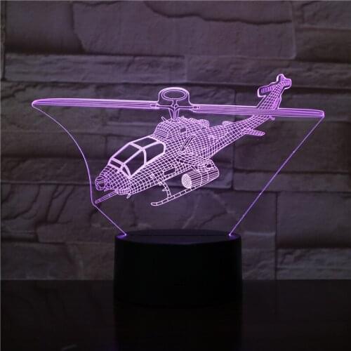 Kids LED Lights 3D Acrylic Desk Lamp Helicopter Nightlight Atmosphere Cute Room Decor Kids Birthday Gift Smart Phone Control