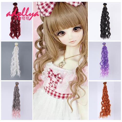 Adollya Long Curly Tress Hair For Dolls Imitation Wool Hairs Row Tresses Handmade Wig Dress Up BJD Dolls Accessories Girls Toys