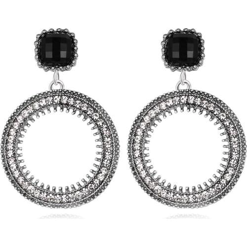 Geometric Statement Earrings Jewelry Rhinestone Resin Hook Long Dangle Drop Earrings