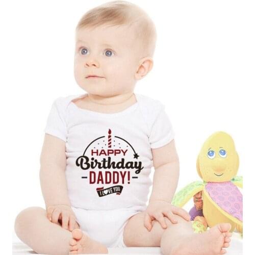 Baby Rompers Happy Birthday Daddy Summer Heart Baby Girls Clothing Jumpsuits Children Summer 0-24M Newborn Baby Outfits Outwear