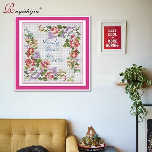 RUYISHIJIA Cross Stitch 11 14CT Cross Stitch Sets Flowers Cross Stitch Kits for Embroidery Home Decor