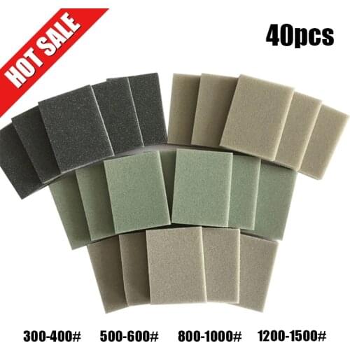 40pcs Sponge Sandpapers Wet Dry Polishing Grinding Fiberglass Plastic Molding Waterproof Abrasive Tools Sanding Papers Sponge