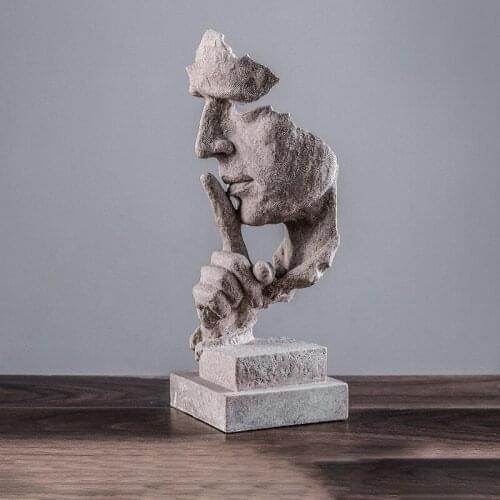 Nordic Retro Silence Is Golden Desktop Creative Ornaments Living Room Bedroom Entrance TV Cabinet Face Handicraft Decoration