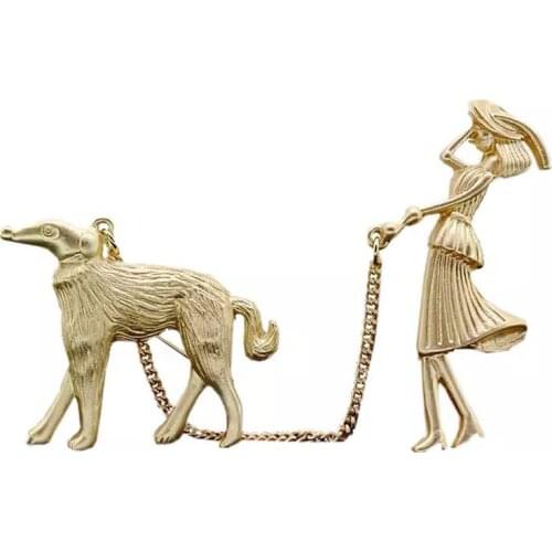 The new 2019 vintage lady dog leash bowknot fashion elegant contracted joker brooch brooches ms restoring ancient ways