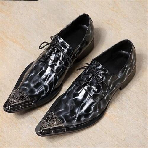 New Italy Style Handmade Man Leather Shoes Black Man Dress Leather Shoes Ponited Steel Toe Slip-on Shoes, Big Sze 46
