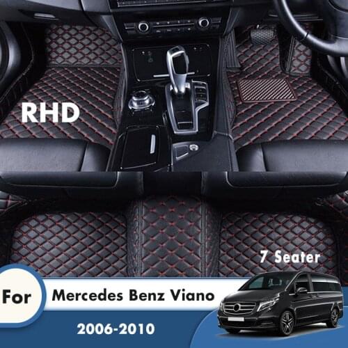 RHD Custom Car Floor Mats For Mercedes Benz Viano 2010 2009 2008 2007 2006 7 Seater Foot Pads Car Styling Carpets Covers Rugs