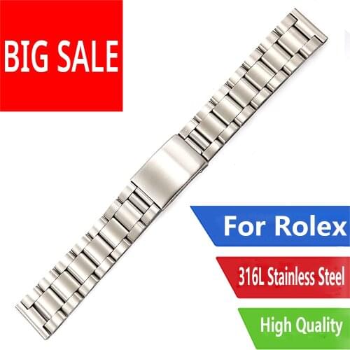 CARLYWET 17 18 19 20mm Steel Silver Brushed Vintage Old Style Oyster Bracelet Straight End Watch Band For Rolex Seiko Tudor