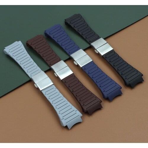 23x33mm Watchband Nature Soft Silicone Rubber PU belt for Porsche Strap Design Blue Black Brown Grey Watch Band 6620 Buckle