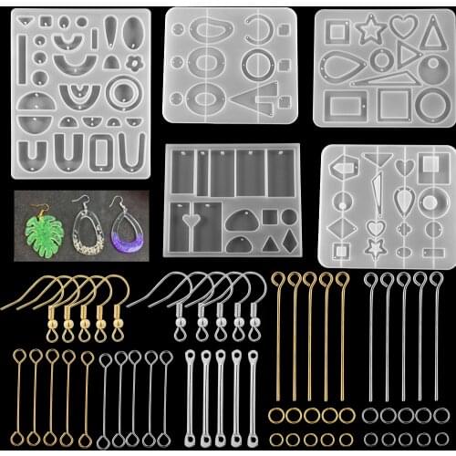Crystal Epoxy Resin Mold Earring Pendant Resin Molds Silicone Casting Mold for DIY Silicone Jewelry Making Accessories Tools