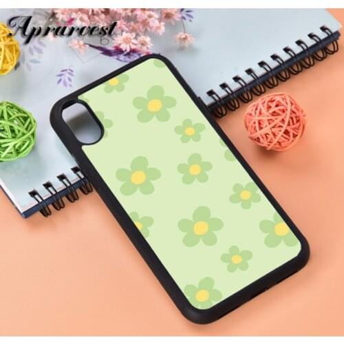 Aprarvest Sage Green Flower Patch Silicone Rubber Phone Case Cover For iPhone 6 6S 7 8 PLUS X XS XR 11 12 MINI PRO MAX