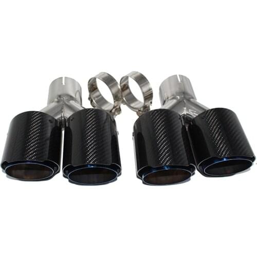 FreeExhaust pipe tail mouth Y-shaped double-out nozzle carbon fiber twill grilled blue tail throat four-out tail throat silencer