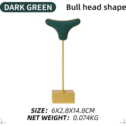 Bull Head Shaped Dark Green Metal Microfiber Wedding Ring Jewelry Display Bracket For Femal Necklace Jewellery Organizers Stand