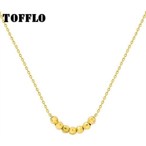 TOFFLO Stainless Steel Jewelry Lovely Transfer Ball Collar Neck Chain Simple Necklace For Women BSP715
