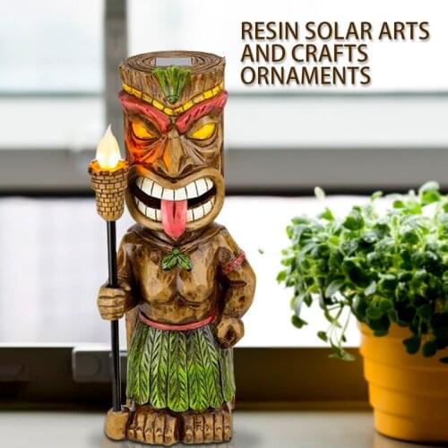 Outdoor Solar Mayan Ornaments with Torch Resin Mayan Cultural Charm Crafts for Home Garden Courtyard