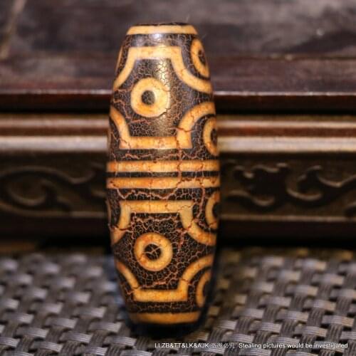 Magic Power Tibetan Old Agate 12 Eye Large Drum Shape dZi Bead Amulet LKbrother Sauces Top Quality Guarantee