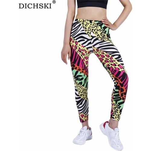 DICHSKI Women Leggings Fitness High Waist Push Up Leopard Print Polyester Workout Jeggings Casual Female Breathable New Bottom