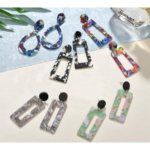 5 Pairs Women Earrings Fashion Acetate Stud Earring Drop Earring Charm Earring Geometric Marbling Big Dangle