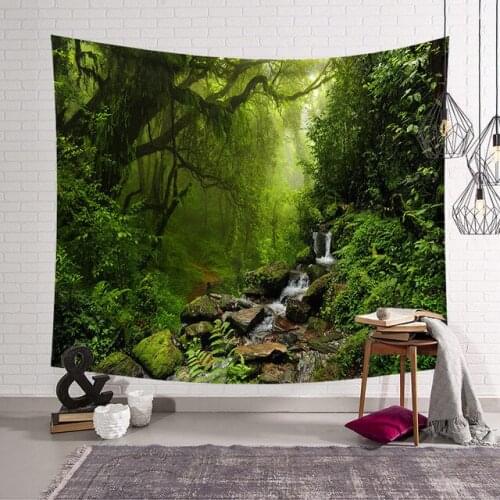 Forest Scenic Wall Hanging Tapestry Art Living Room Wall Decor Farmhouse Bed Sheet Decoration Accessories Beach Picnic Blanket
