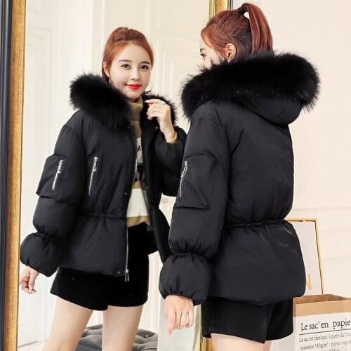Winter Coat Women Jacket Big Fur Hood Parka Short Down Cotton Female Jacket Korean Womens Coats Parkas Mujer 2020 KJ667